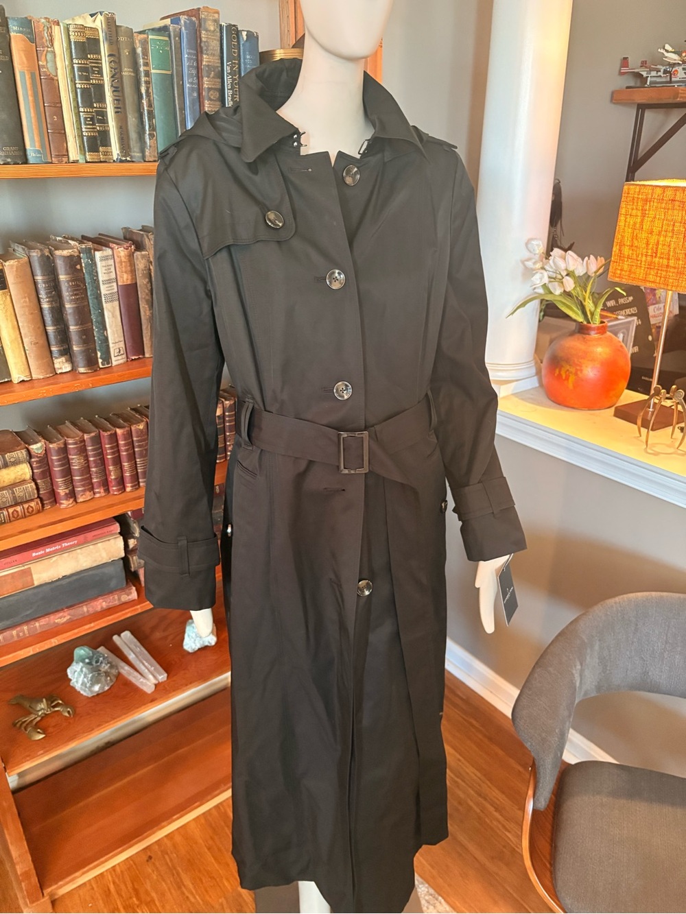 London Fog Classic Black Trench Coat - Women